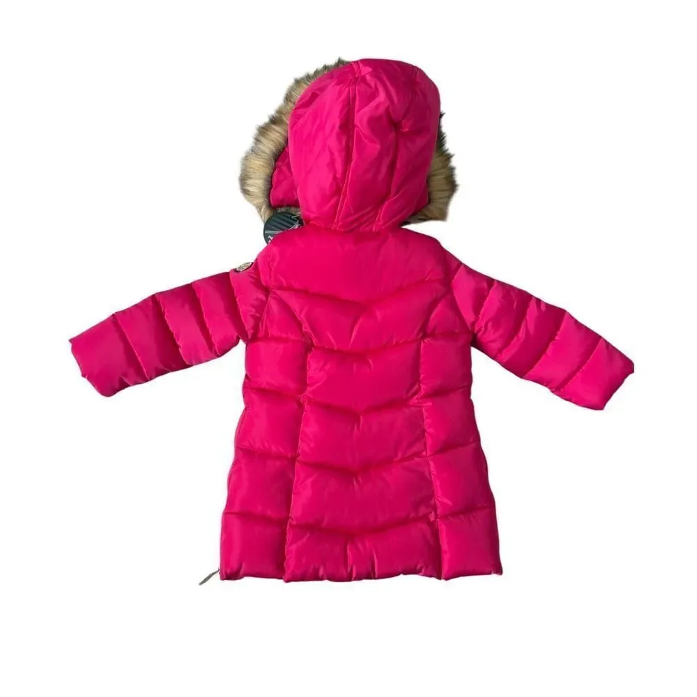 DKNY Puffer Coat NEW Toddler Girls Quilted Hooded Fuchsia Pink size 2T